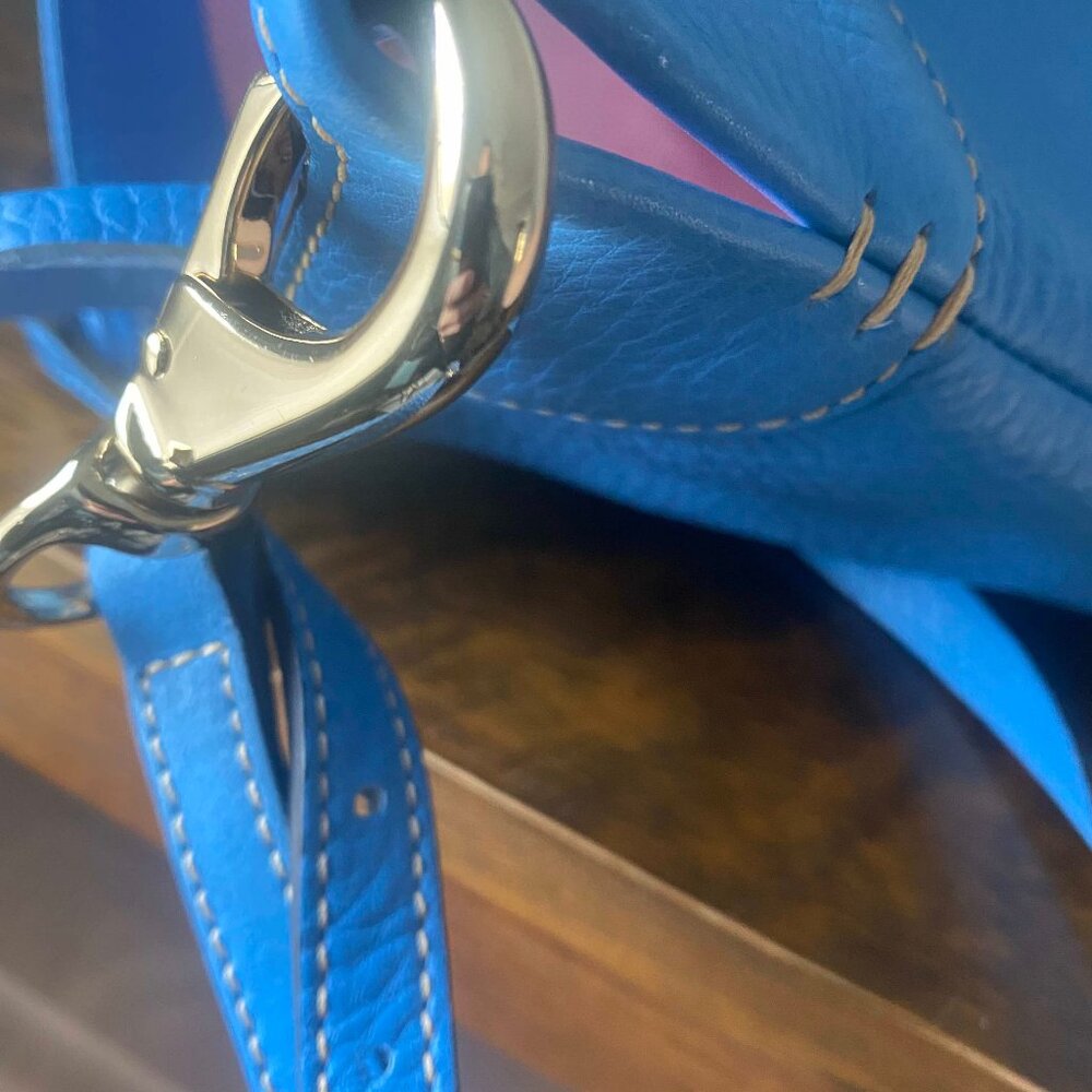 Dooney & Bourke Blue Leather Hobo Bag Purse - Picture 4 of 9